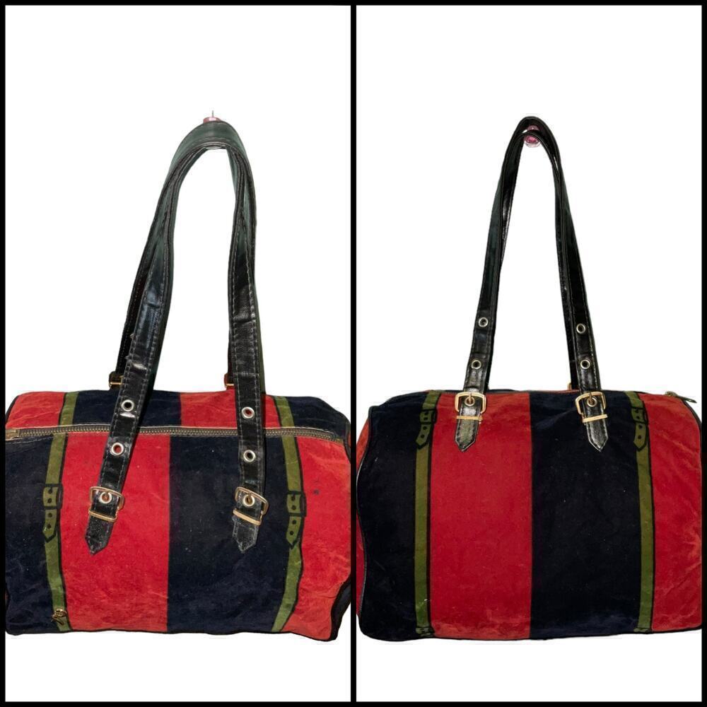 Vintage Roberta di Camerino Velour Trompe L'oeil Duffle Boston Bag - Picture 3 of 14
